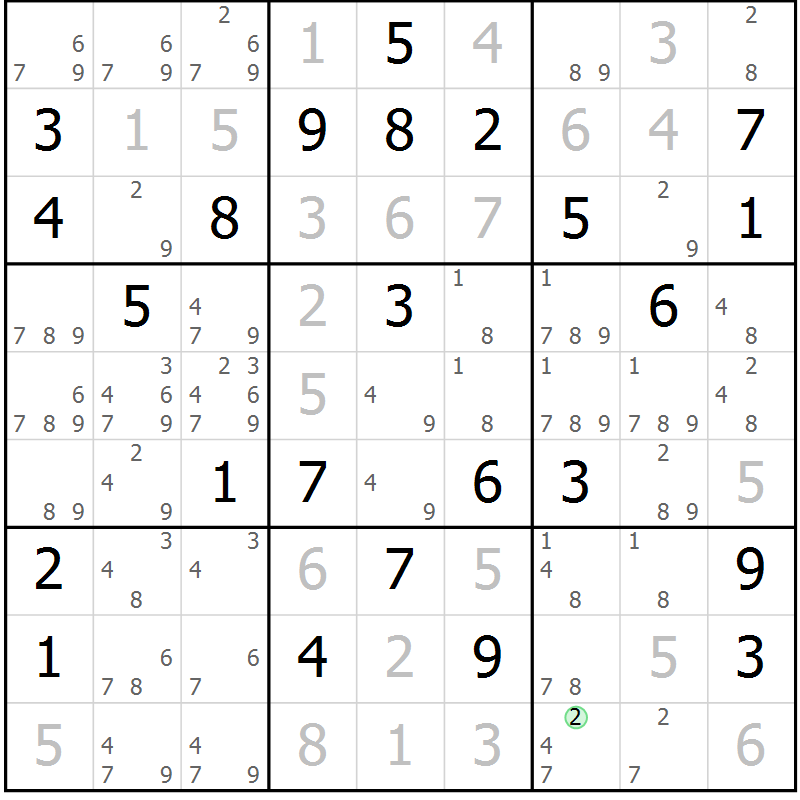 Position des candidats pour la solution de la Gr 65 page 67 du magazine de sudoku Expert n° 016