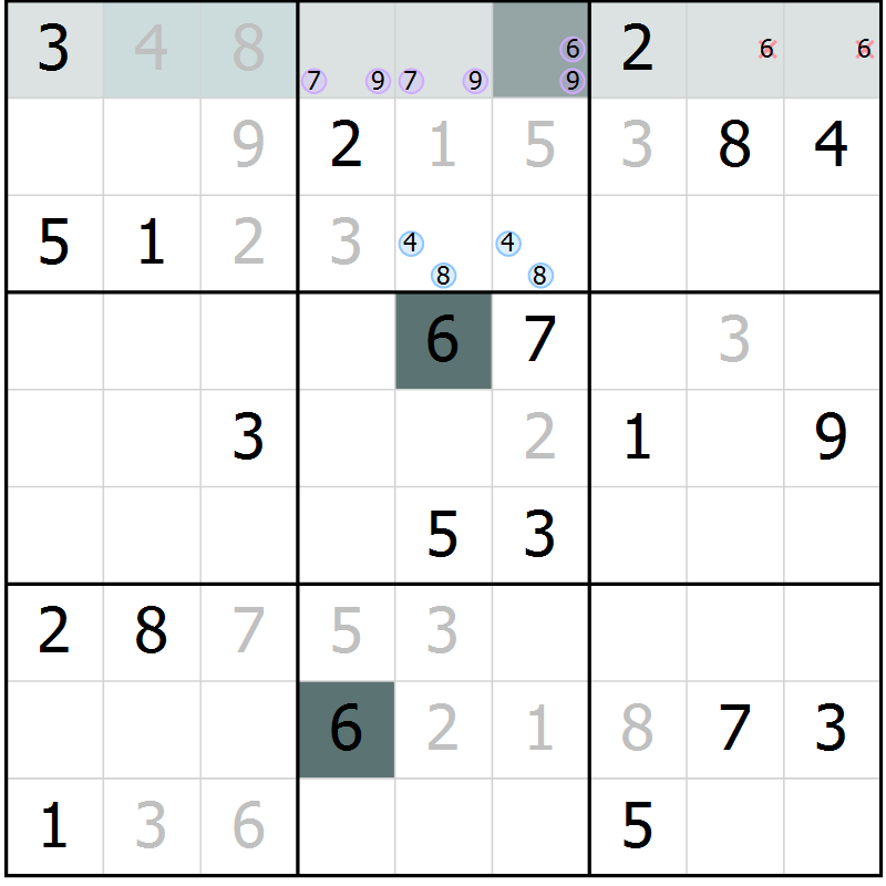 Position des candidats pour la solution de la Gr 66 page 68 du magazine de sudoku Expert n° 016