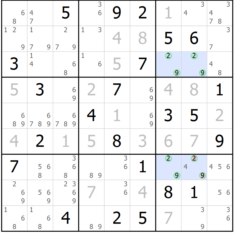Position des candidats pour la solution de la Gr 67 page 69 du magazine de sudoku Expert n° 016