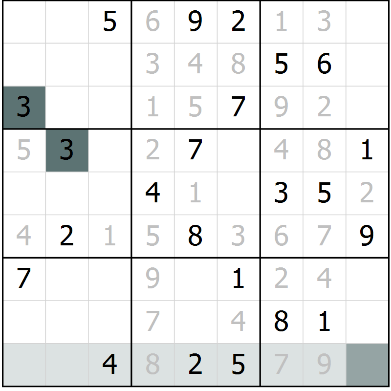 Position des candidats pour la solution de la Gr 67 page 69 du magazine de sudoku Expert n° 016