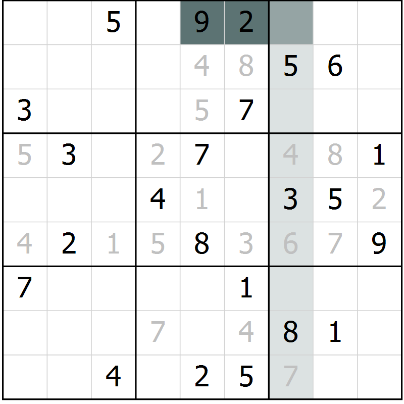 Position des candidats pour la solution de la Gr 67 page 69 du magazine de sudoku Expert n° 016