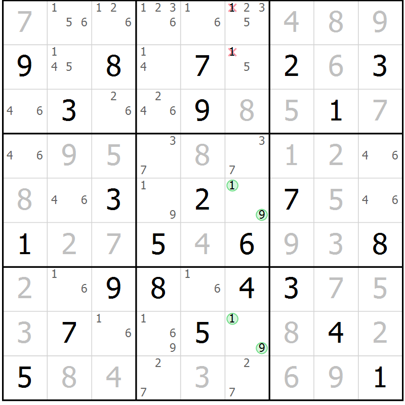 Position des candidats pour la solution de la Gr 68 page 70 du magazine de sudoku Expert n° 016