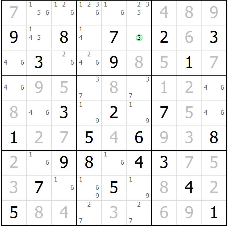 Position des candidats pour la solution de la Gr 68 page 70 du magazine de sudoku Expert n° 016