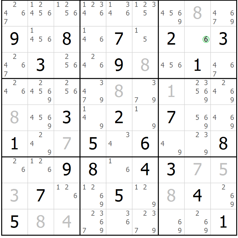 Position des candidats pour la solution de la Gr 68 page 70 du magazine de sudoku Expert n° 016