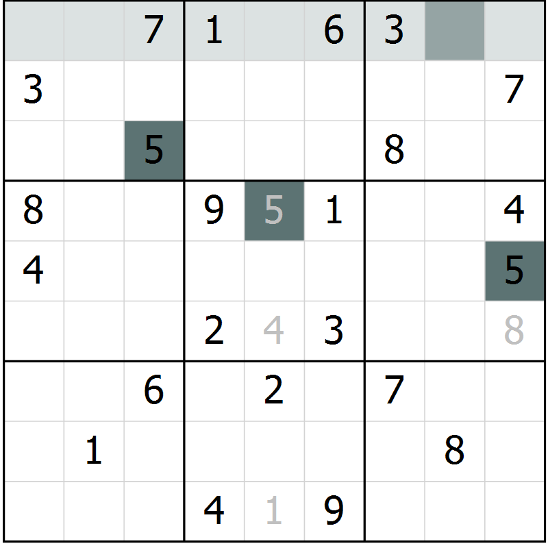 Position des candidats pour la solution de la Gr 69 page 71 du magazine de sudoku Expert n° 016