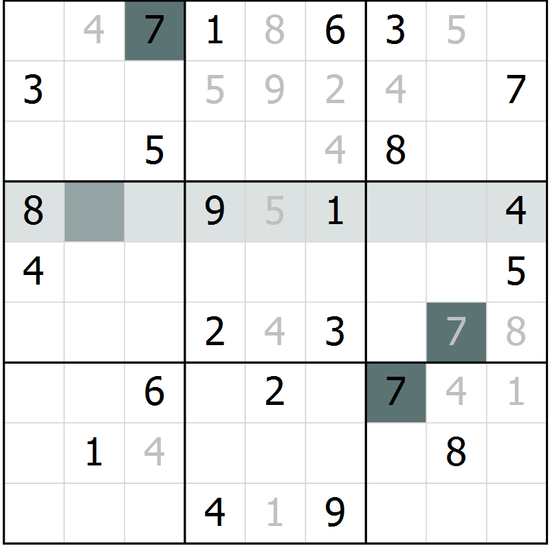 Position des candidats pour la solution de la Gr 69 page 71 du magazine de sudoku Expert n° 016