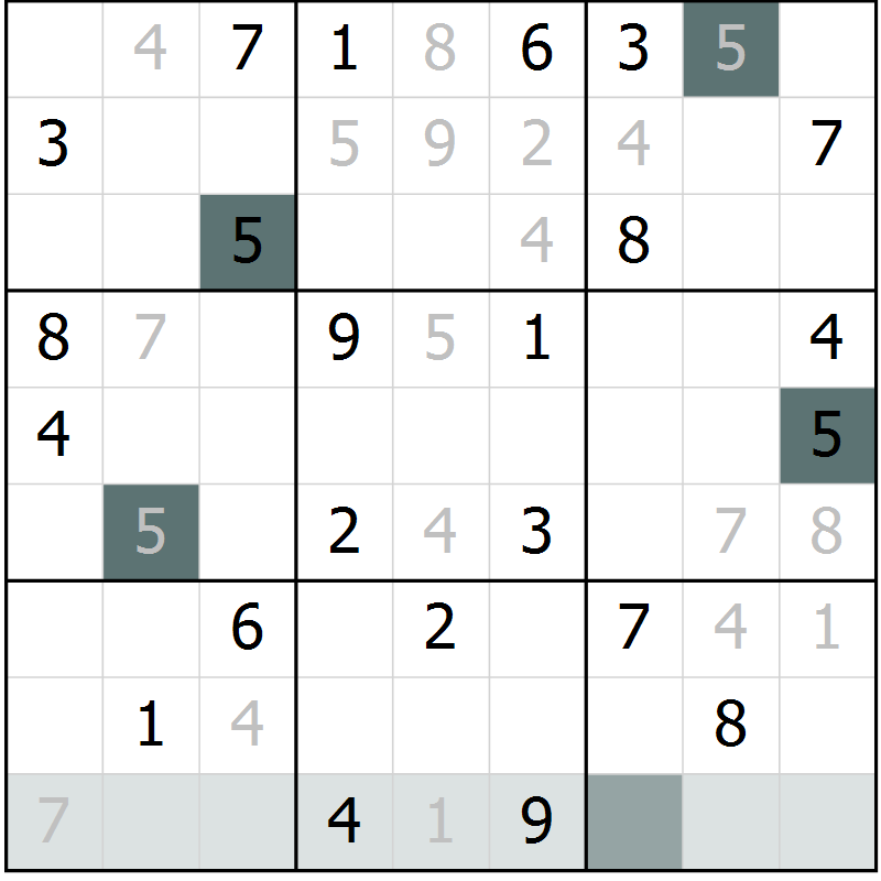 Position des candidats pour la solution de la Gr 69 page 71 du magazine de sudoku Expert n° 016