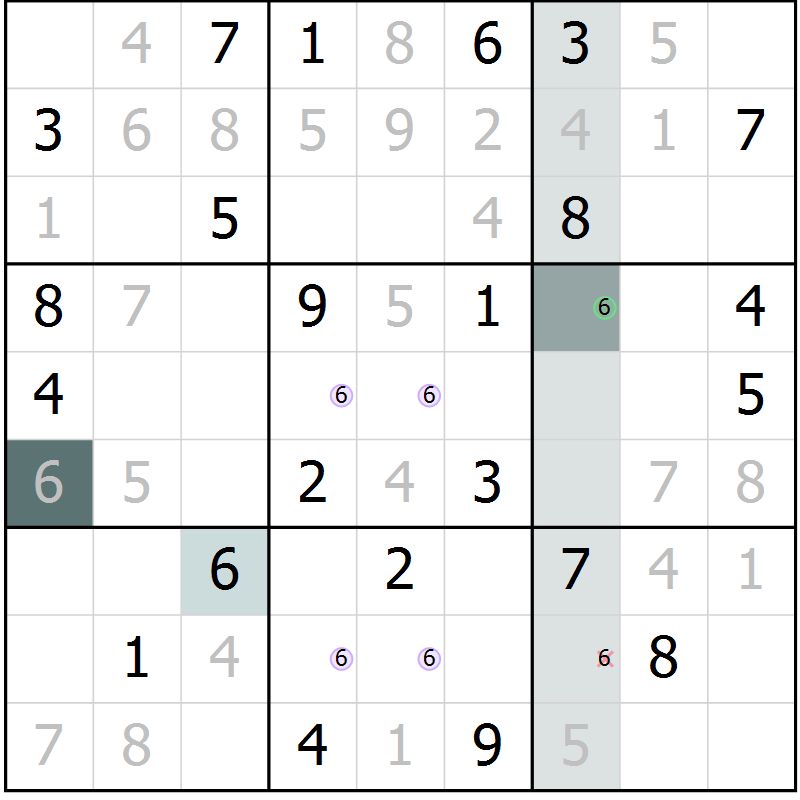 Position des candidats pour la solution de la Gr 69 page 71 du magazine de sudoku Expert n° 016