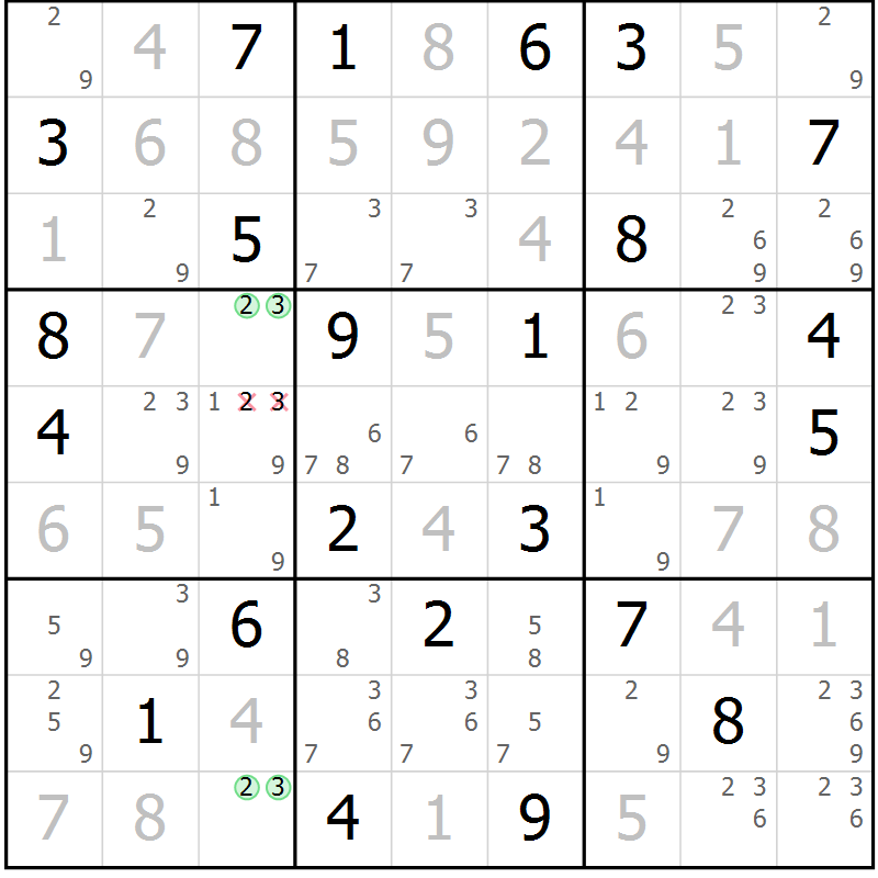Position des candidats pour la solution de la Gr 69 page 71 du magazine de sudoku Expert n° 016
