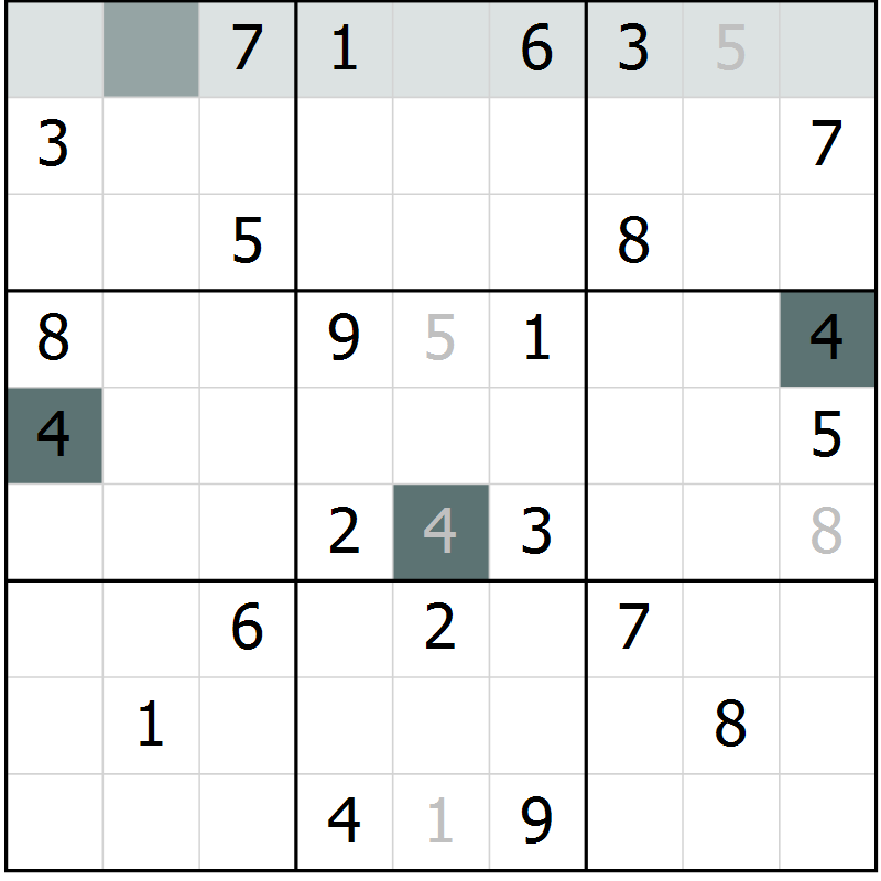 Position des candidats pour la solution de la Gr 69 page 71 du magazine de sudoku Expert n° 016