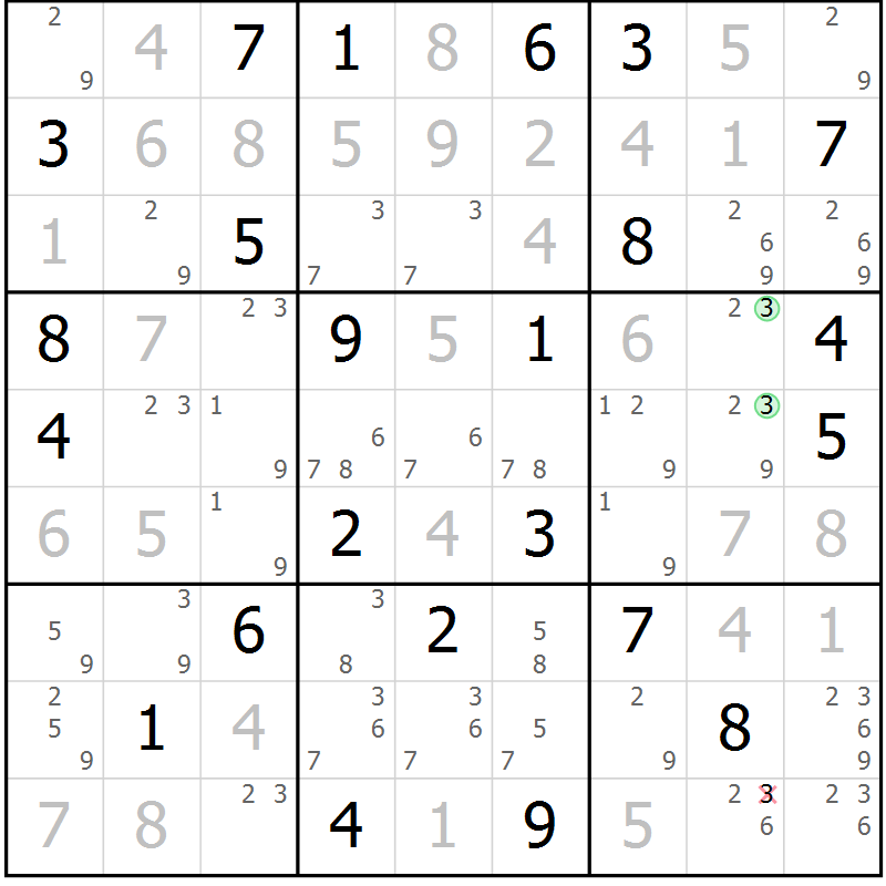 Position des candidats pour la solution de la Gr 69 page 71 du magazine de sudoku Expert n° 016