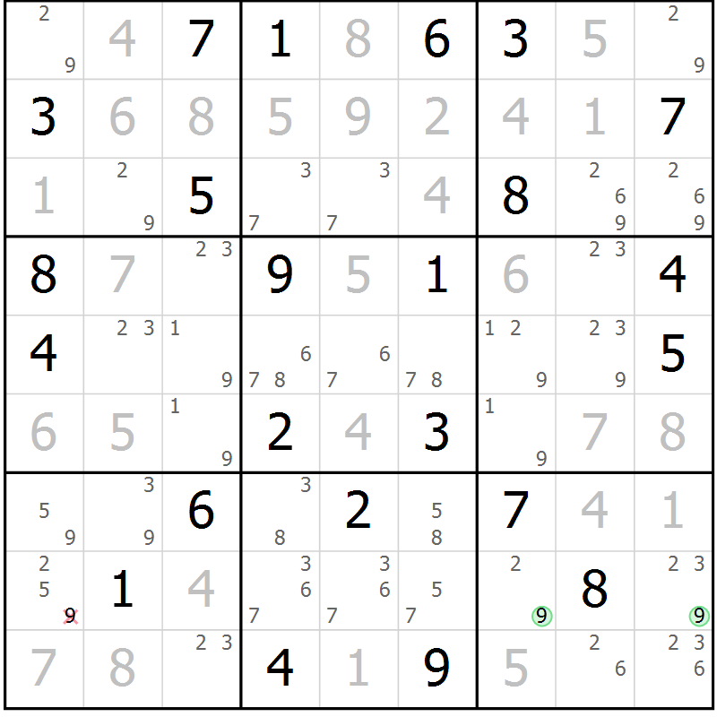 Position des candidats pour la solution de la Gr 69 page 71 du magazine de sudoku Expert n° 016
