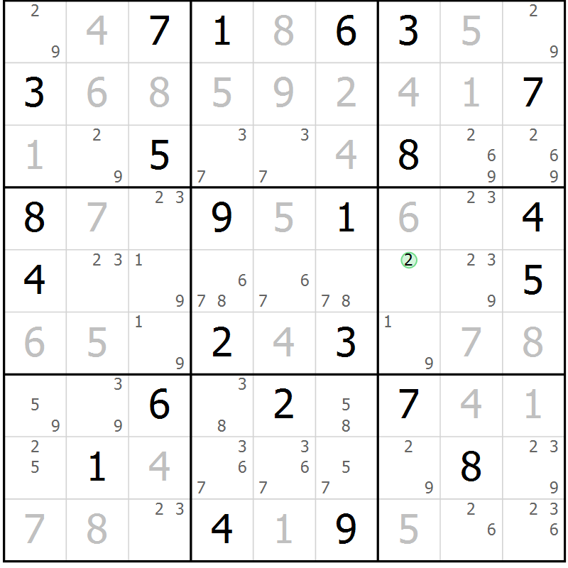 Position des candidats pour la solution de la Gr 69 page 71 du magazine de sudoku Expert n° 016