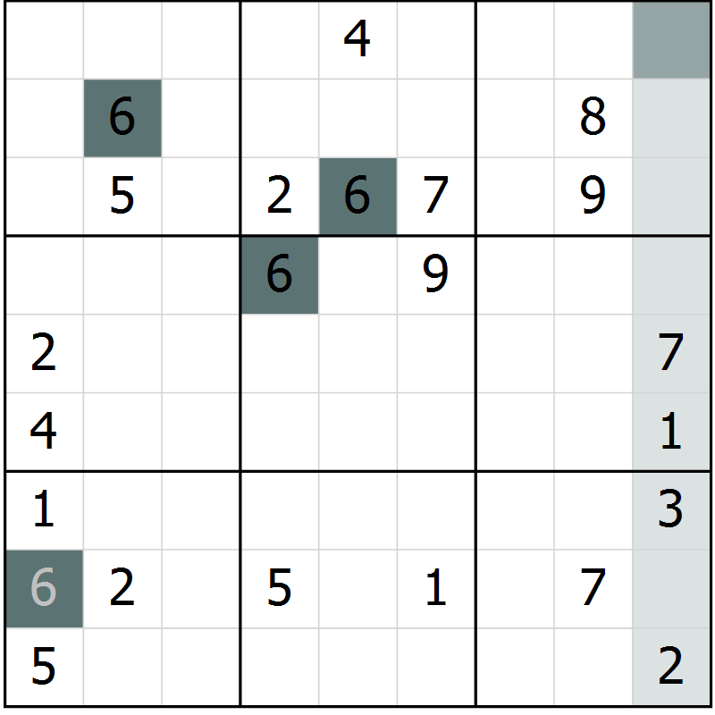 Position des candidats pour la solution de la Gr 7 page 9 du magazine de sudoku Expert n° 016