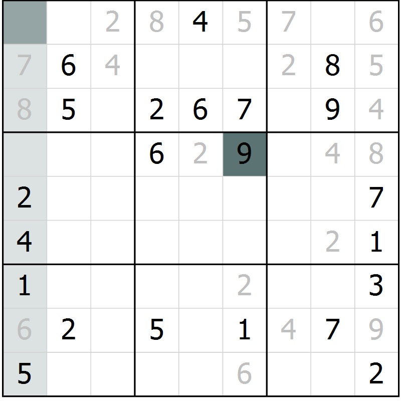Position des candidats pour la solution de la Gr 7 page 9 du magazine de sudoku Expert n° 016