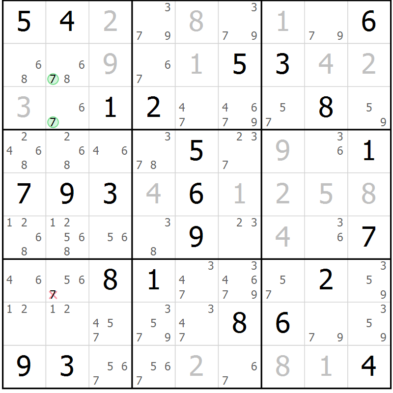 Position des candidats pour la solution de la Gr 70 page 72 du magazine de sudoku Expert n° 016