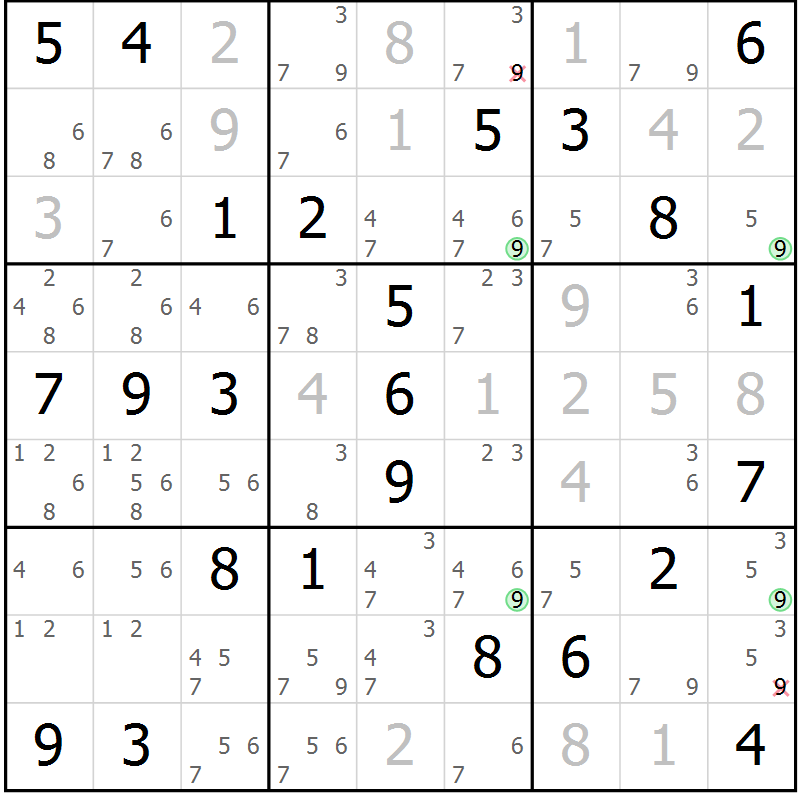 Position des candidats pour la solution de la Gr 70 page 72 du magazine de sudoku Expert n° 016