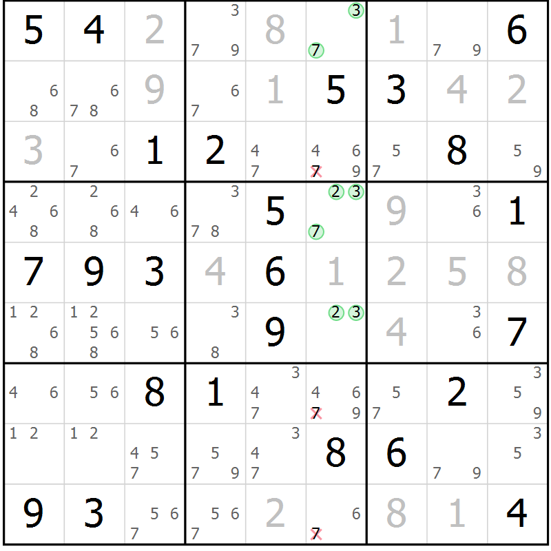 Position des candidats pour la solution de la Gr 70 page 72 du magazine de sudoku Expert n° 016