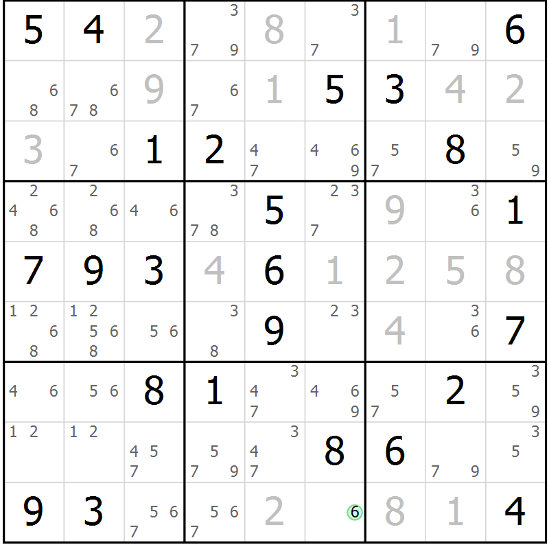 Position des candidats pour la solution de la Gr 70 page 72 du magazine de sudoku Expert n° 016
