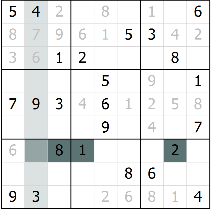 Position des candidats pour la solution de la Gr 70 page 72 du magazine de sudoku Expert n° 016