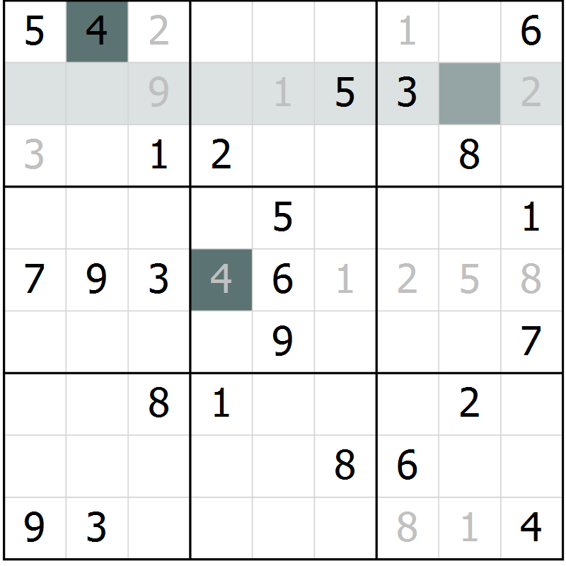 Position des candidats pour la solution de la Gr 70 page 72 du magazine de sudoku Expert n° 016
