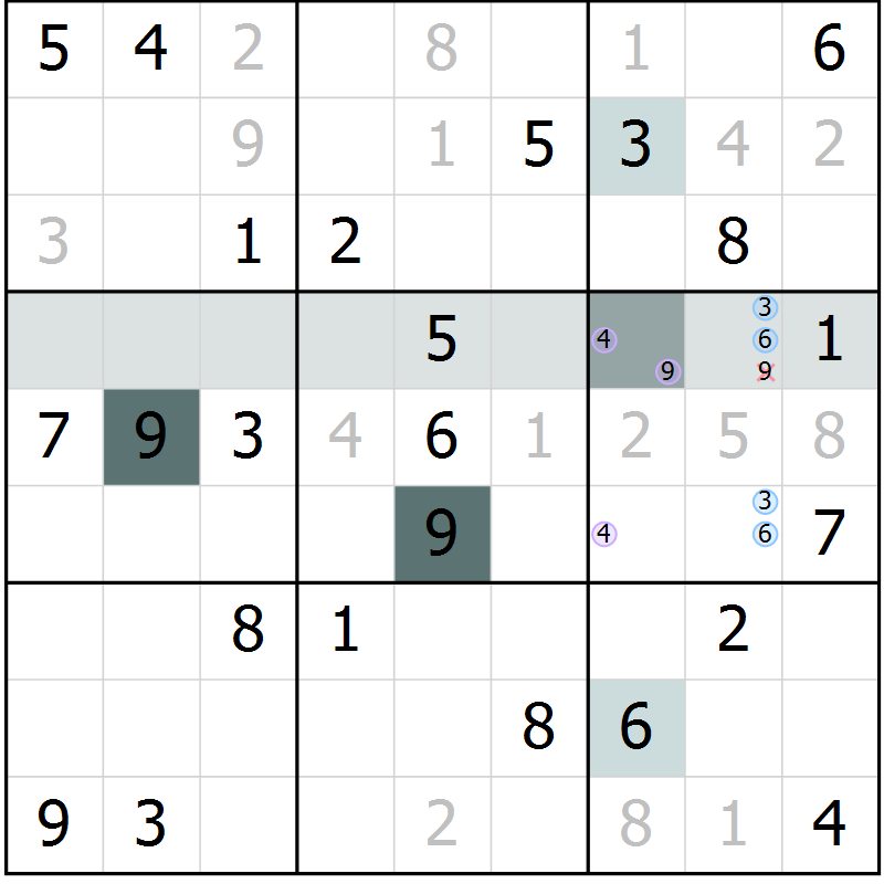 Position des candidats pour la solution de la Gr 70 page 72 du magazine de sudoku Expert n° 016