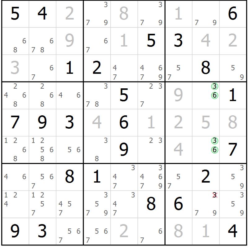 Position des candidats pour la solution de la Gr 70 page 72 du magazine de sudoku Expert n° 016