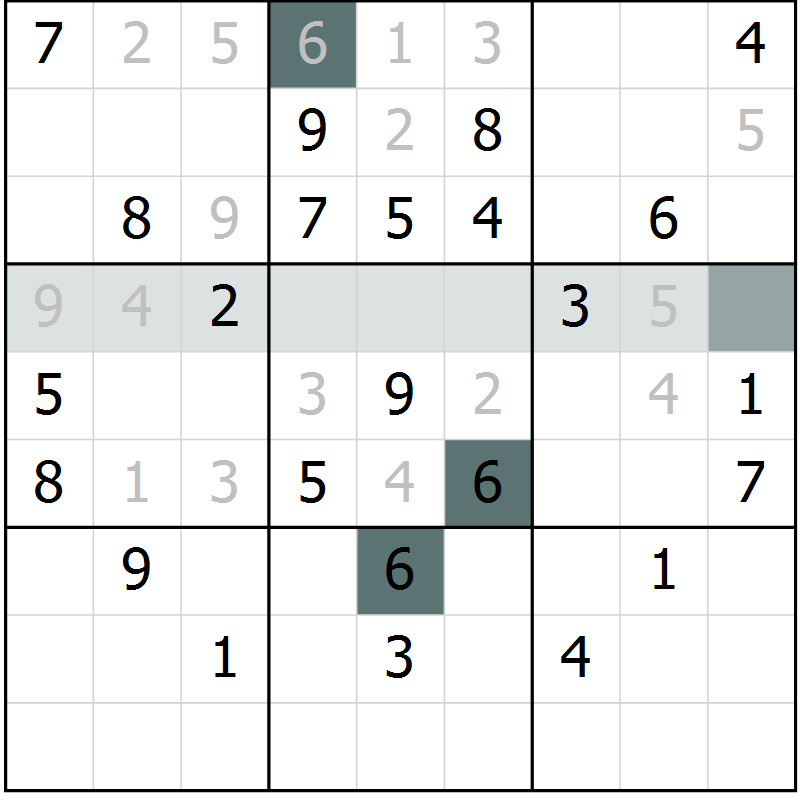 Position des candidats pour la solution de la Gr 71 page 73 du magazine de sudoku Expert n° 016