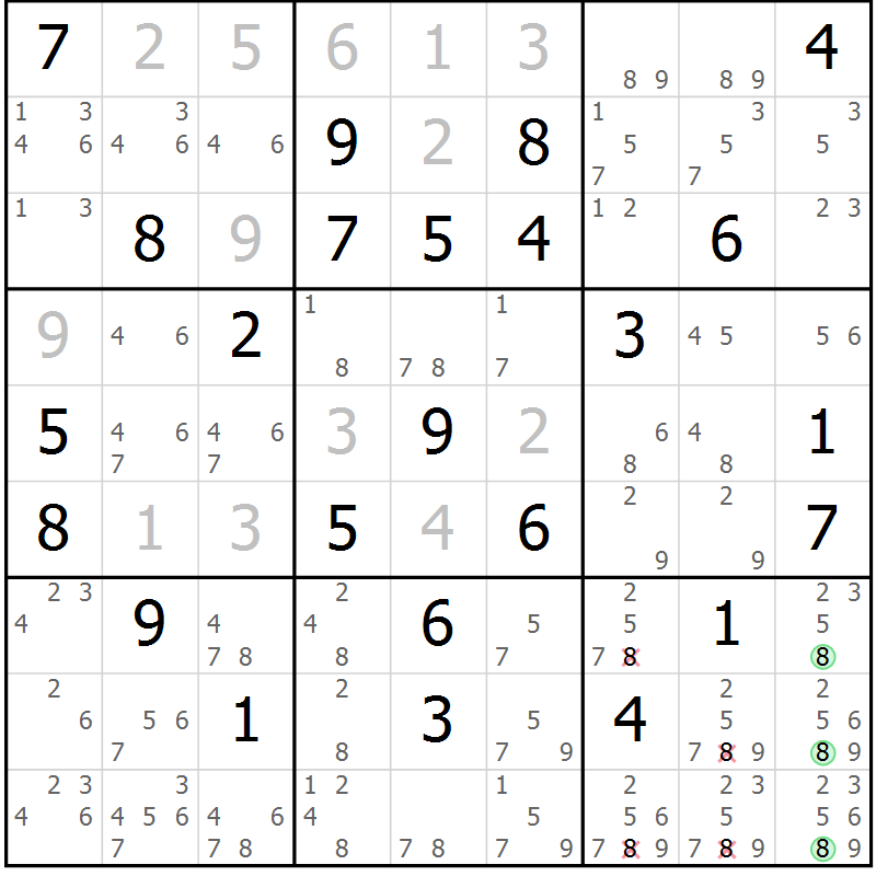 Position des candidats pour la solution de la Gr 71 page 73 du magazine de sudoku Expert n° 016