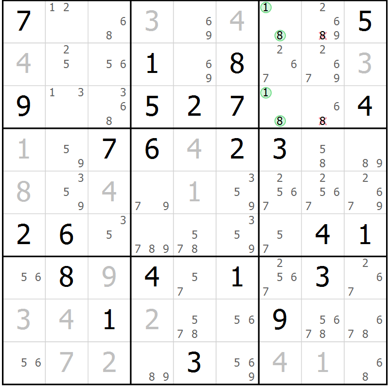 Position des candidats pour la solution de la Gr 72 page 74 du magazine de sudoku Expert n° 016