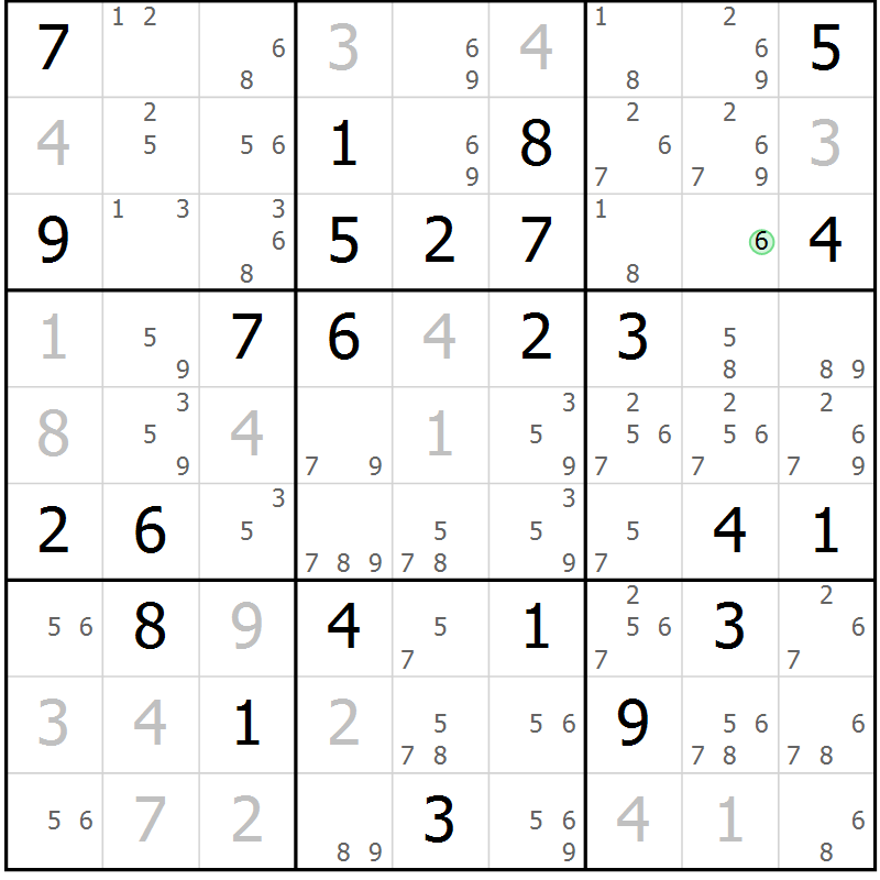 Position des candidats pour la solution de la Gr 72 page 74 du magazine de sudoku Expert n° 016