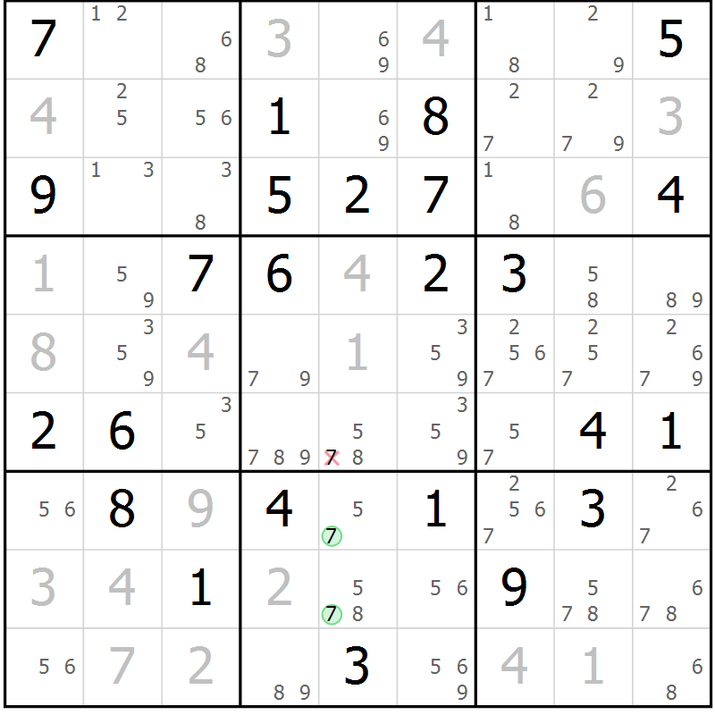 Position des candidats pour la solution de la Gr 72 page 74 du magazine de sudoku Expert n° 016