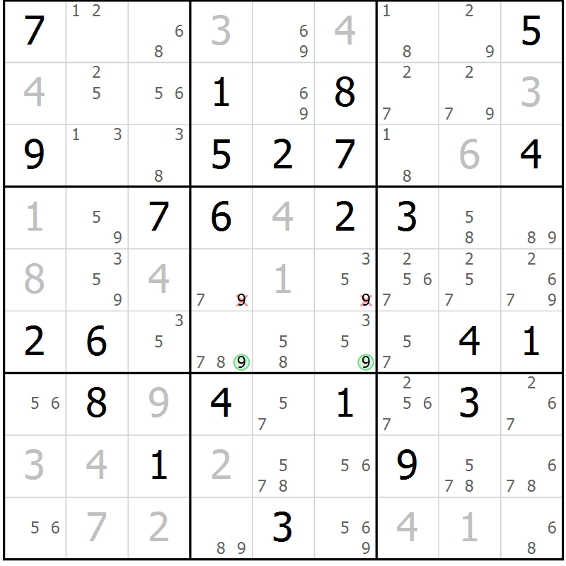 Position des candidats pour la solution de la Gr 72 page 74 du magazine de sudoku Expert n° 016