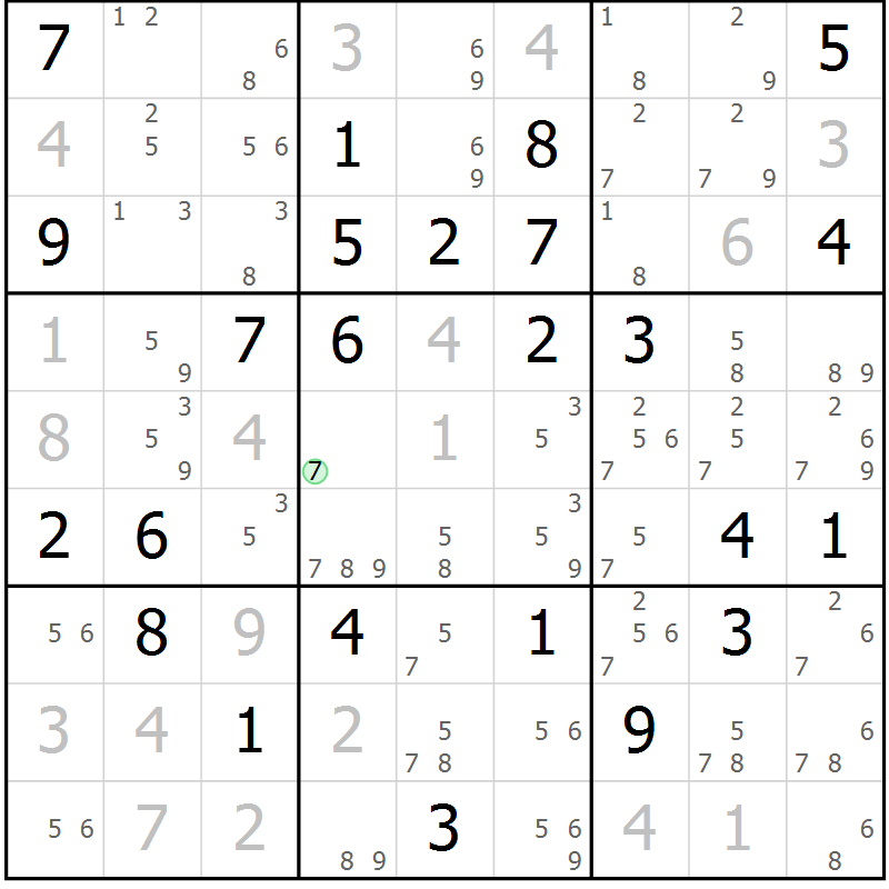 Position des candidats pour la solution de la Gr 72 page 74 du magazine de sudoku Expert n° 016