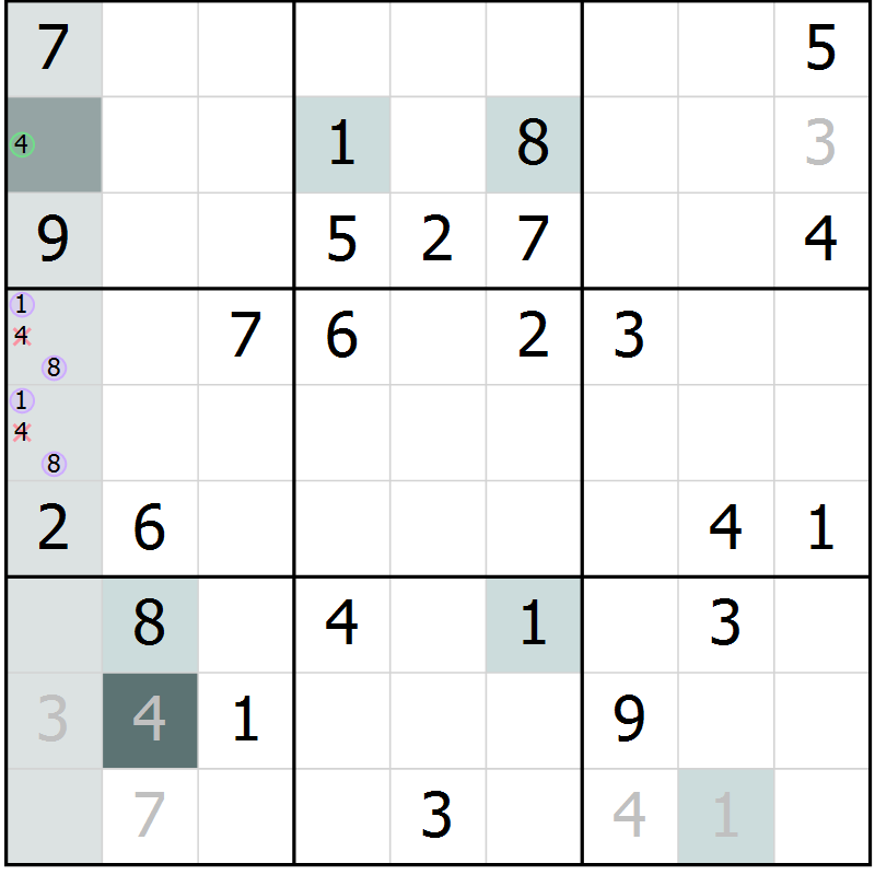 Position des candidats pour la solution de la Gr 72 page 74 du magazine de sudoku Expert n° 016