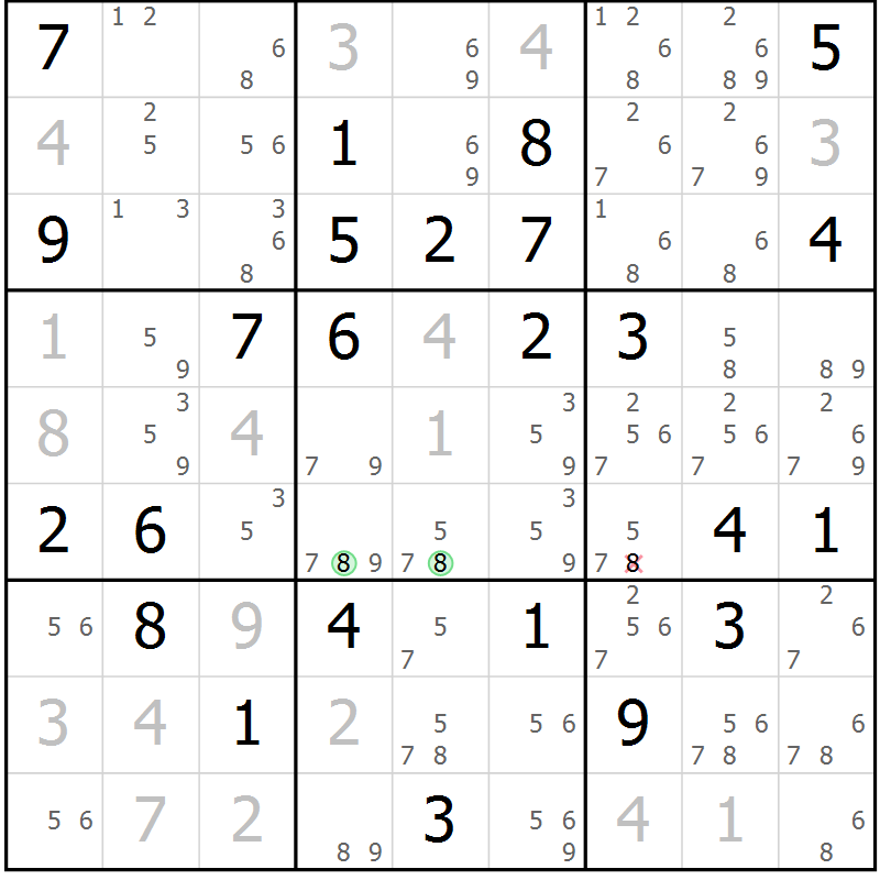 Position des candidats pour la solution de la Gr 72 page 74 du magazine de sudoku Expert n° 016