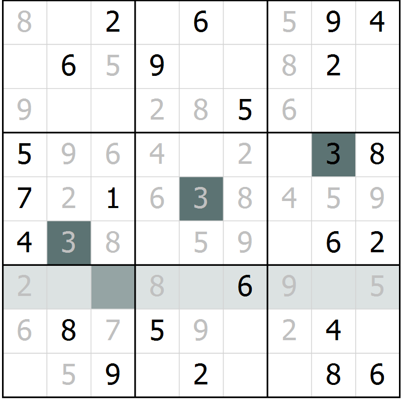 Position des candidats pour la solution de la Gr 73 page 75 du magazine de sudoku Expert n° 016