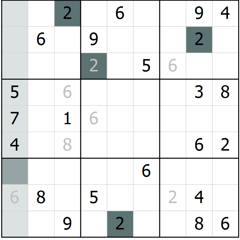 Position des candidats pour la solution de la Gr 73 page 75 du magazine de sudoku Expert n° 016