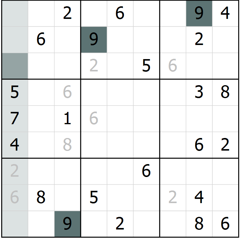 Position des candidats pour la solution de la Gr 73 page 75 du magazine de sudoku Expert n° 016