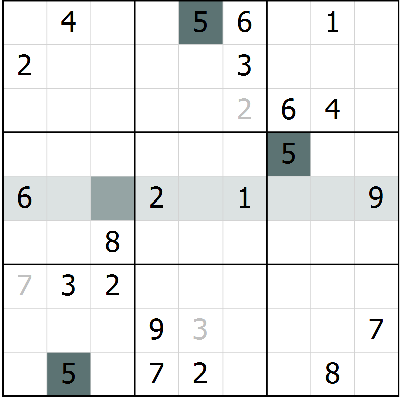 Position des candidats pour la solution de la Gr 8 page 10 du magazine de sudoku Expert n° 016