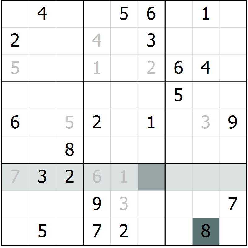 Position des candidats pour la solution de la Gr 8 page 10 du magazine de sudoku Expert n° 016
