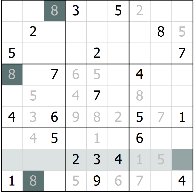 Position des candidats pour la solution de la Gr 9 page 11 du magazine de sudoku Expert n° 016