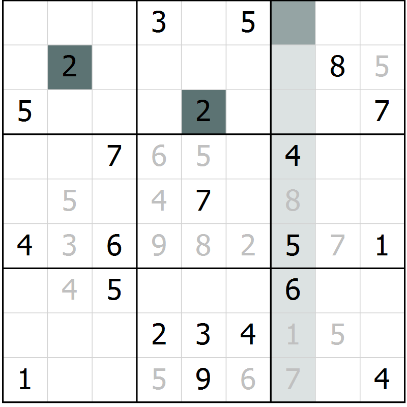 Position des candidats pour la solution de la Gr 9 page 11 du magazine de sudoku Expert n° 016