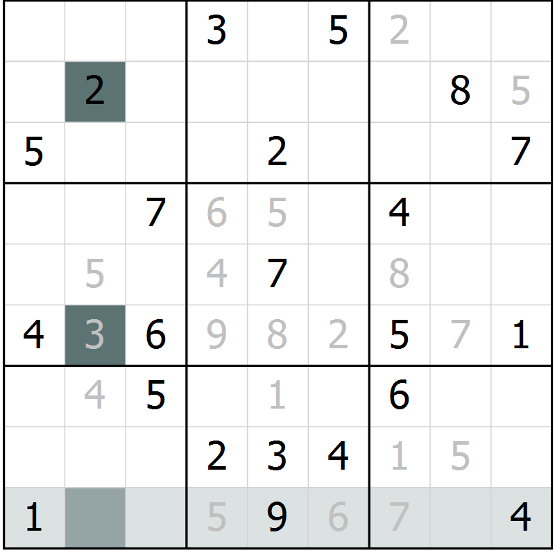Position des candidats pour la solution de la Gr 9 page 11 du magazine de sudoku Expert n° 016