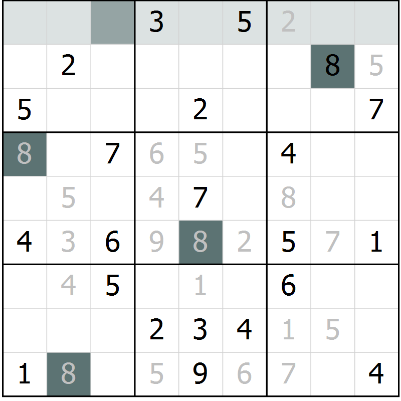 Position des candidats pour la solution de la Gr 9 page 11 du magazine de sudoku Expert n° 016