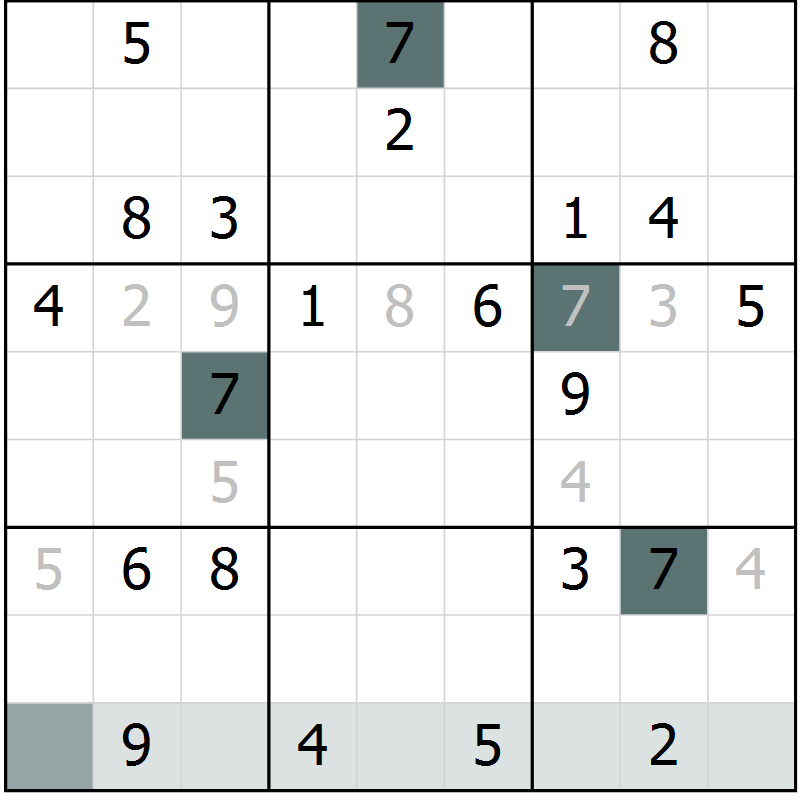 Position des candidats pour la solution de la Gr 2 page 4 du magazine de sudoku Expert n° 018