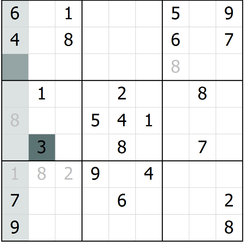 Position des candidats pour la solution de la Gr 1 page 3 du magazine de sudoku Expert n° 019