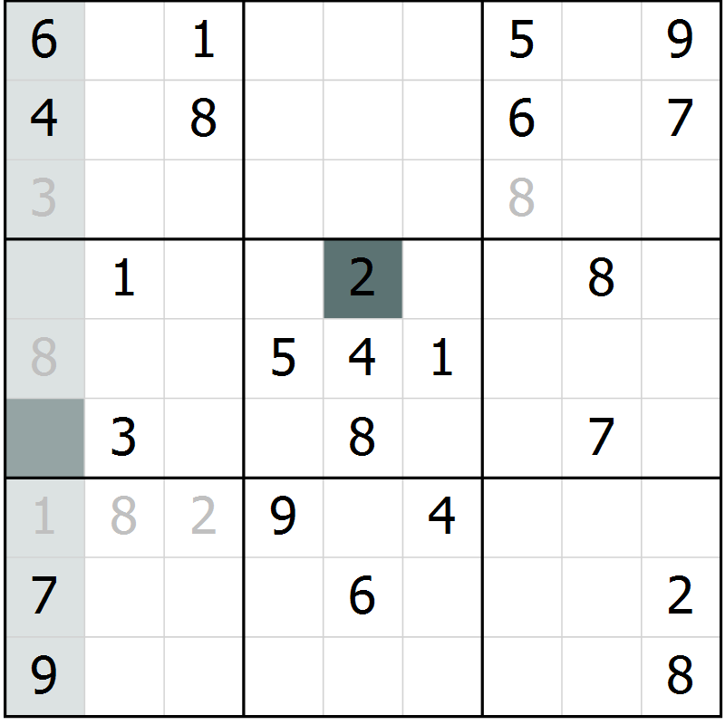Position des candidats pour la solution de la Gr 1 page 3 du magazine de sudoku Expert n° 019