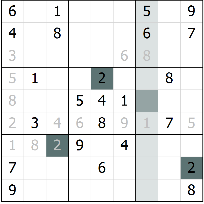 Position des candidats pour la solution de la Gr 1 page 3 du magazine de sudoku Expert n° 019