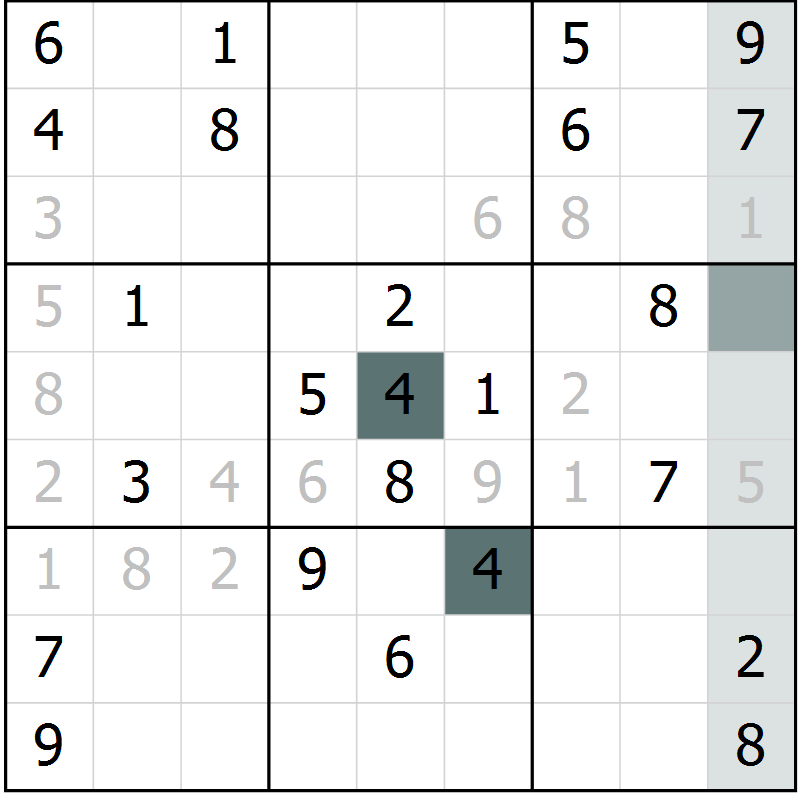 Position des candidats pour la solution de la Gr 1 page 3 du magazine de sudoku Expert n° 019